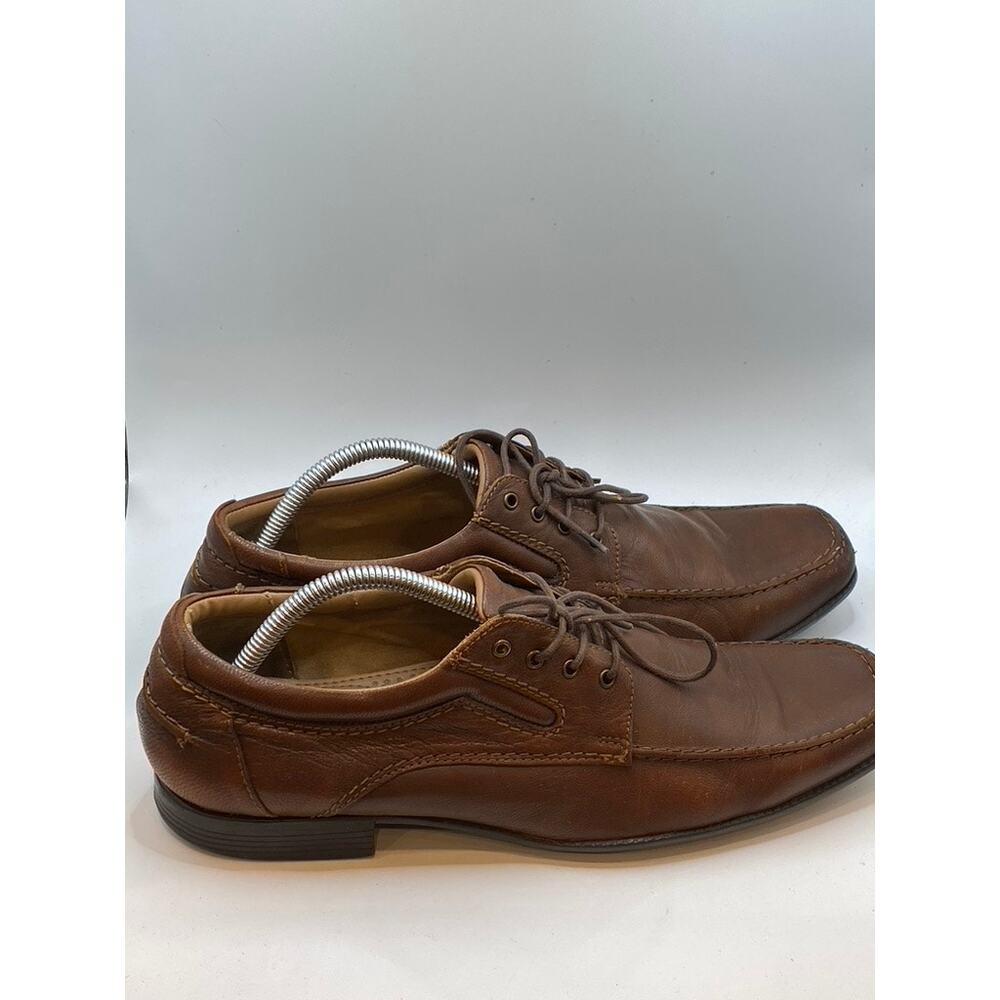 RUOSH Men's Brown Leather Round-Toe Lace-Up Low-Top Loafers SZ UK9 (US10)